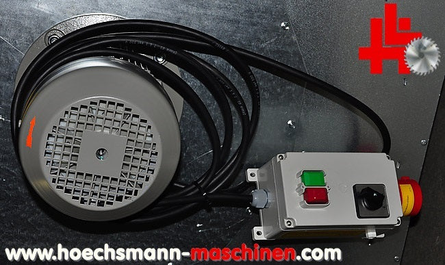alko farbnebelabsaugung colourjet 3 Motor Nahaufnahme mit Anschlusskabel und Steuerung (Ein-Ausschalter und Umschalter für zwei Geschwindigkeiten)