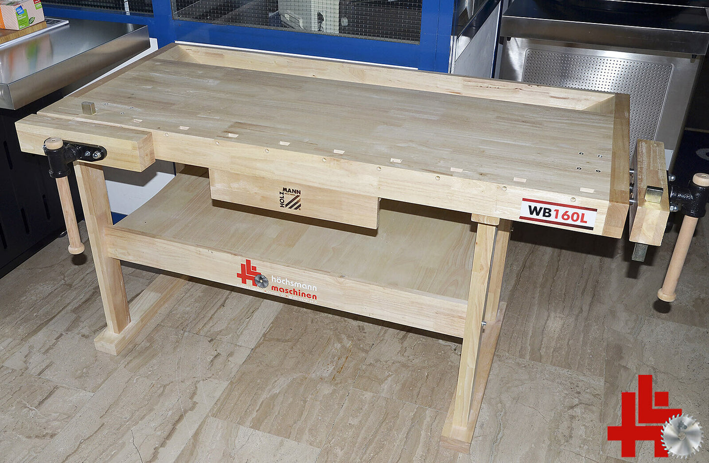 Holzmann WB160L Werkbank mit zwei Hobelbankzangen Metallbankhaken